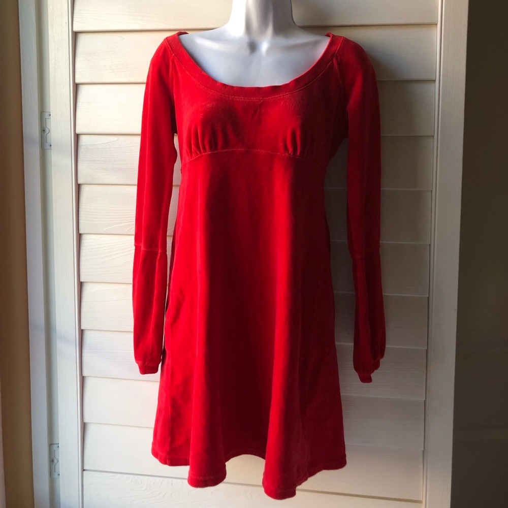 Vintage Juicy Couture Red Velvet Long Sleeve Dress